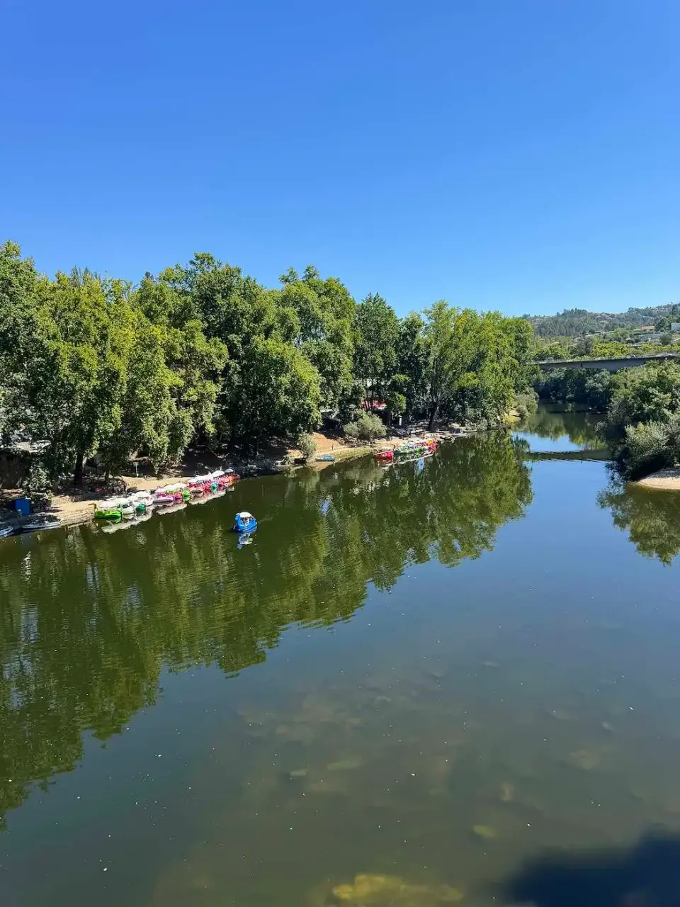 El río Tâmega entre árboles en una mañana soleada